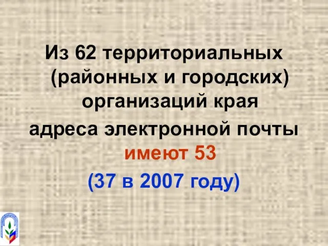 Из 62 территориальных (районных и городских) организаций края адреса электронной почты имеют