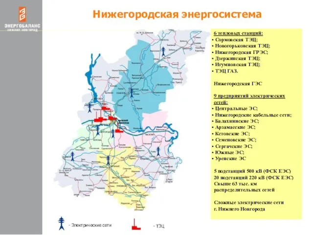 Нижегородская энергосистема - ТЭЦ 6 тепловых станций: Сормовская ТЭЦ; Новогорьковская ТЭЦ; Нижегородская