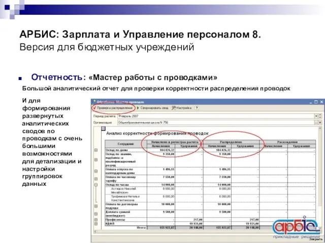 АРБИС: Зарплата и Управление персоналом 8. Версия для бюджетных учреждений Отчетность: «Мастер