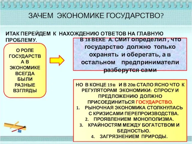 ЗАЧЕМ ЭКОНОМИКЕ ГОСУДАРСТВО? ИТАК ПЕРЕЙДЕМ К НАХОЖДЕНИЮ ОТВЕТОВ НА ГЛАВНУЮ ПРОБЛЕМУ. О