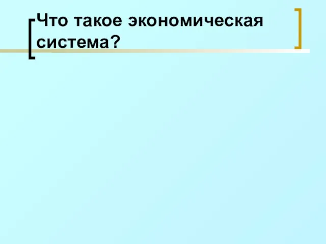 Что такое экономическая система?