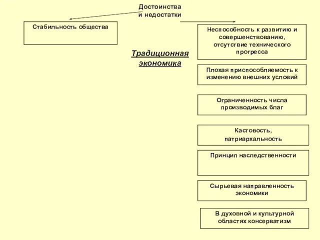 Достоинства и недостатки Традиционная экономика