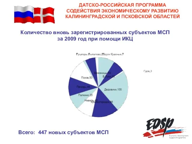 ДАТСКО-РОССИЙСКАЯ ПРОГРАММА СОДЕЙСТВИЯ ЭКОНОМИЧЕСКОМУ РАЗВИТИЮ КАЛИНИНГРАДСКОЙ И ПСКОВСКОЙ ОБЛАСТЕЙ Количество вновь зарегистрированных