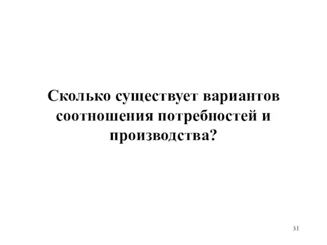 Сколько существует вариантов соотношения потребностей и производства?