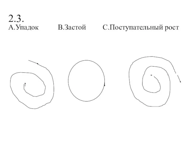 2.3. А.Упадок В.Застой С.Поступательный рост