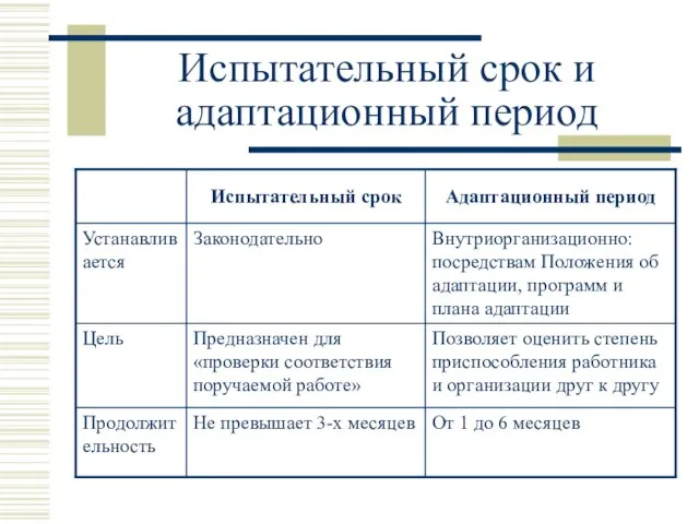 Испытательный срок и адаптационный период