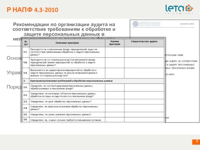 Р НАПФ 4.3-2010 Рекомендации по организации аудита на соответствие требованиям к обработке