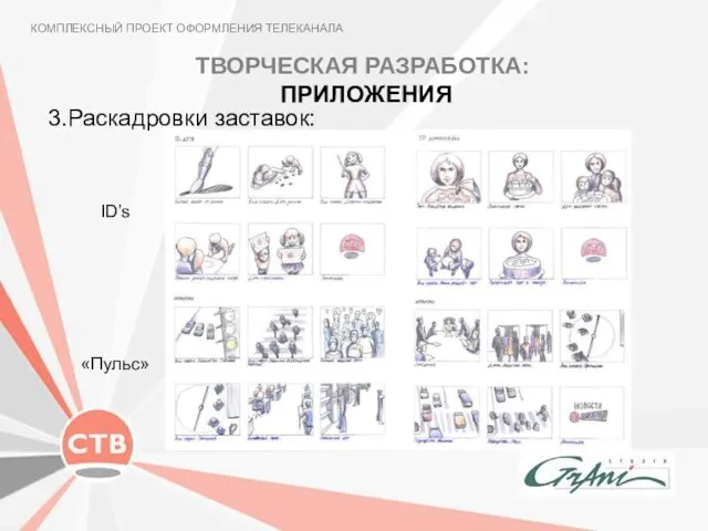 КОМПЛЕКСНЫЙ ПРОЕКТ ОФОРМЛЕНИЯ ТЕЛЕКАНАЛА 3.Раскадровки заставок: ТВОРЧЕСКАЯ РАЗРАБОТКА: ПРИЛОЖЕНИЯ ID’s «Пульс»