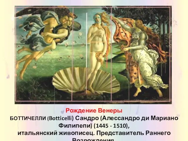 Рождение Венеры БОТТИЧЕЛЛИ (Botticelli) Сандро (Алессандро ди Мариано Филипепи) (1445 - 1510),