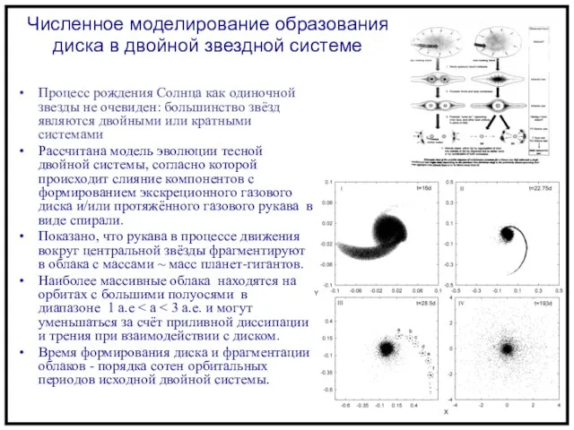 Численное моделирование образования диска в двойной звездной системе Процесс рождения Солнца как