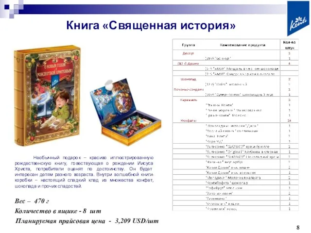 8 Вес – 470 г Количество в ящике - 8 шт Книга