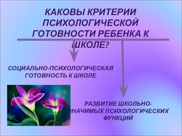 КАКОВЫ КРИТЕРИИ ПСИХОЛОГИЧЕСКОЙ ГОТОВНОСТИ РЕБЕНКА К ШКОЛЕ? СОЦИАЛЬНО-ПСИХОЛОГИЧЕСКАЯ ГОТОВНОСТЬ К ШКОЛЕ РАЗВИТИЕ ШКОЛЬНО-ЗНАЧИМЫХ ПСИХОЛОГИЧЕСКИХ ФУНКЦИЙ