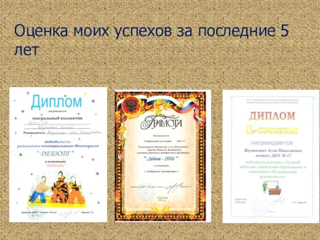 Оценка моих успехов за последние 5 лет