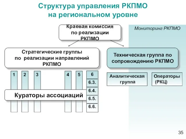 Структура управления РКПМО на региональном уровне Мониторинг РКПМО Краевая комиссия по реализации