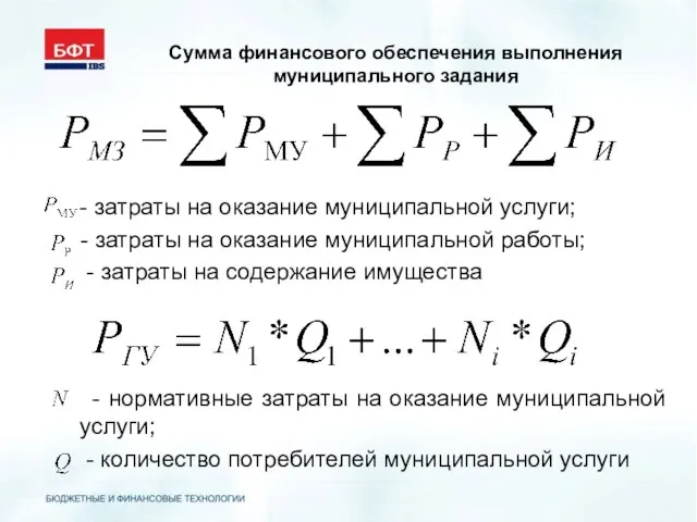 Сумма финансового обеспечения выполнения муниципального задания - затраты на оказание муниципальной услуги;