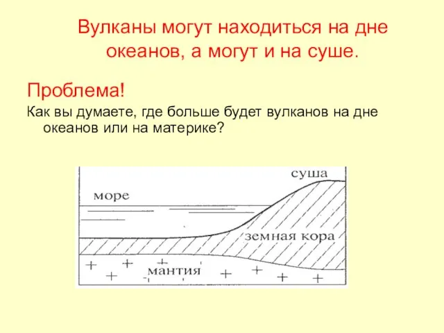 Вулканы могут находиться на дне океанов, а могут и на суше. Проблема!