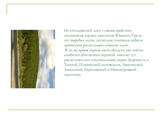 На сегодняшний день главная проблема сохранения горных экосистем Южного Урала – это