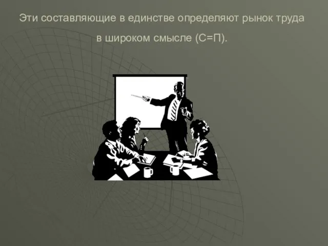 Эти составляющие в единстве определяют рынок труда в широком смысле (С=П).