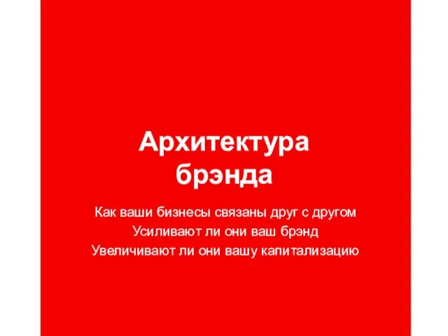 Архитектура брэнда Как ваши бизнесы связаны друг с другом Усиливают ли они