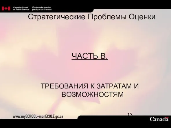 Стратегические Проблемы Оценки ЧАСТЬ B. ТРЕБОВАНИЯ К ЗАТРАТАМ И ВОЗМОЖНОСТЯМ