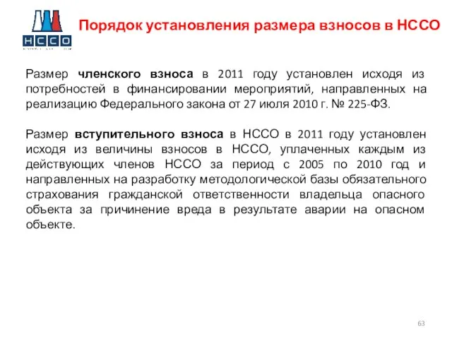 Порядок установления размера взносов в НССО Размер членского взноса в 2011 году