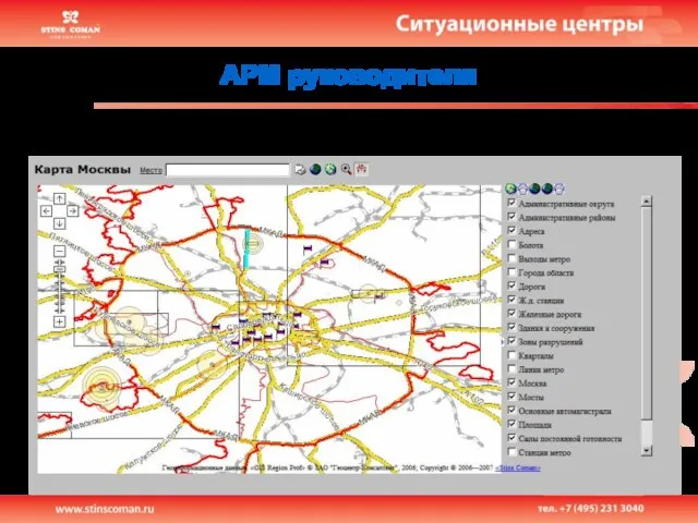 АРМ руководителя Применение послойного размещения позволяет отображать только объекты определенного типа.