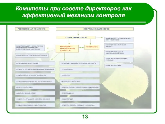 Комитеты при совете директоров как эффективный механизм контроля 8 13