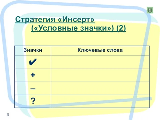 Стратегия «Инсерт» («Условные значки») (2)