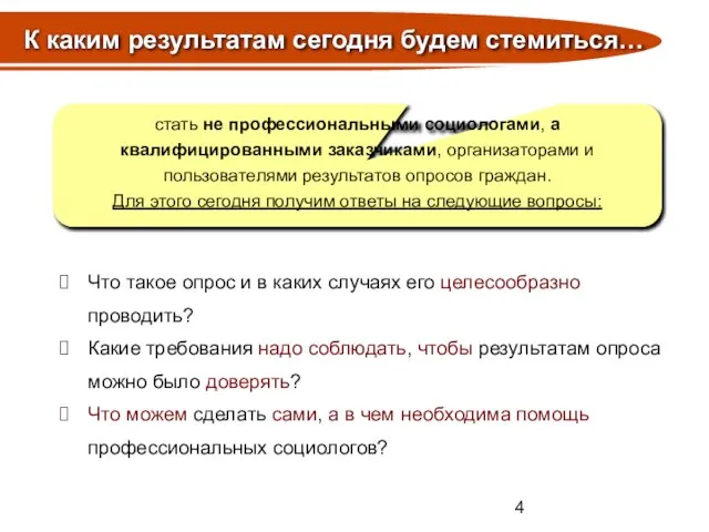 К каким результатам сегодня будем стемиться… Что такое опрос и в каких