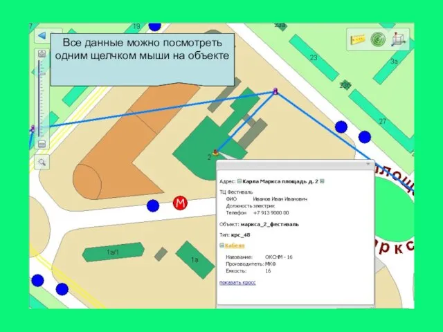 Все данные можно посмотреть одним щелчком мыши на объекте