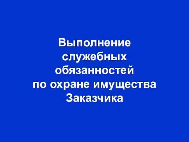 Выполнение служебных обязанностей по охране имущества Заказчика