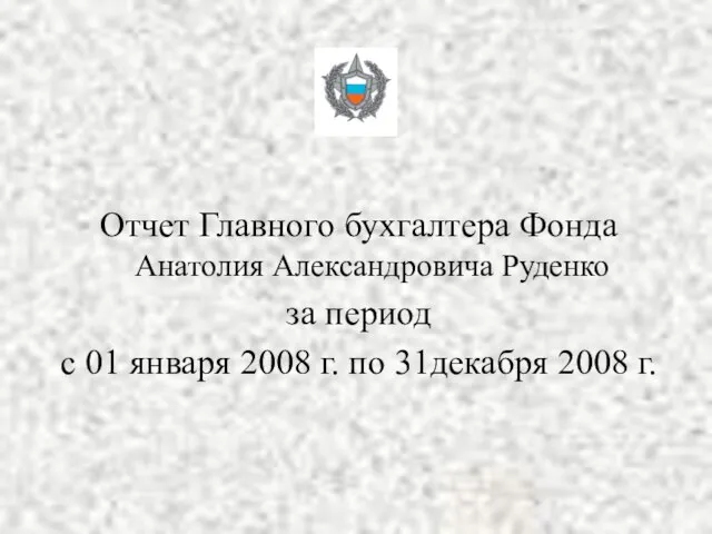 Отчет Главного бухгалтера Фонда Анатолия Александровича Руденко за период с 01 января