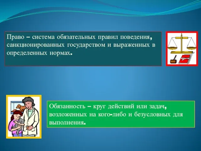 Право – система обязательных правил поведения, санкционированных государством и выраженных в определенных