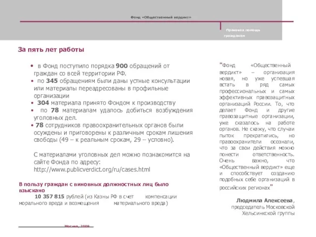 За пять лет работы в Фонд поступило порядка 900 обращений от граждан