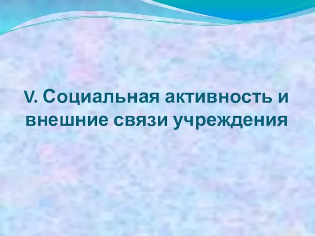 V. Социальная активность и внешние связи учреждения