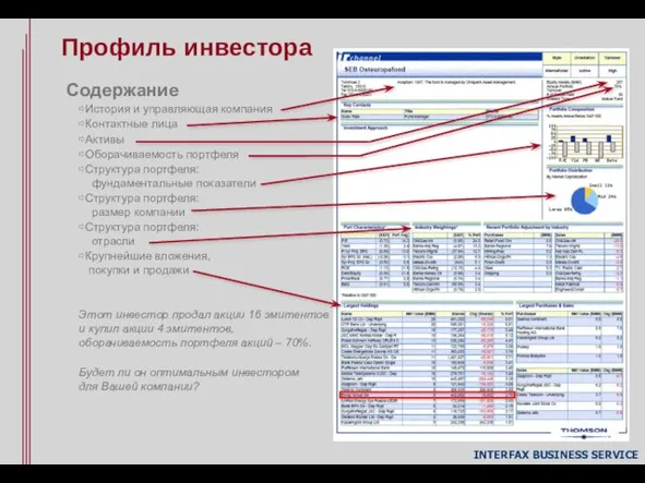 INTERFAX BUSINESS SERVICE Профиль инвестора Содержание ⇨История и управляющая компания ⇨Контактные лица