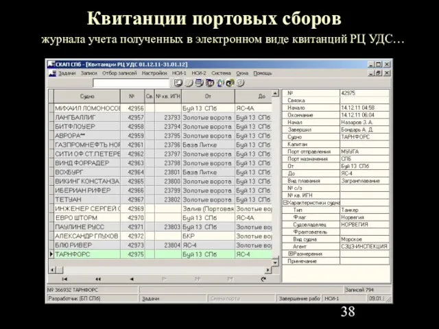 Квитанции портовых сборов журнала учета полученных в электронном виде квитанций РЦ УДС…