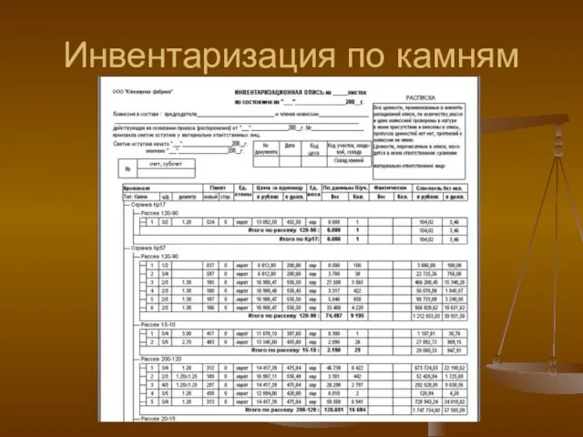 Инвентаризация по камням