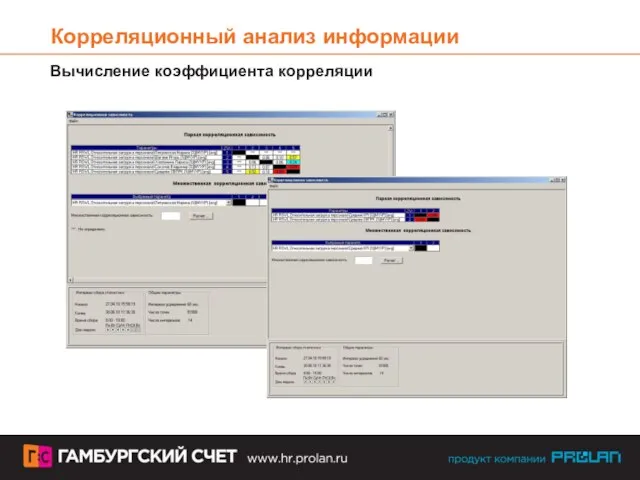 Корреляционный анализ информации Вычисление коэффициента корреляции