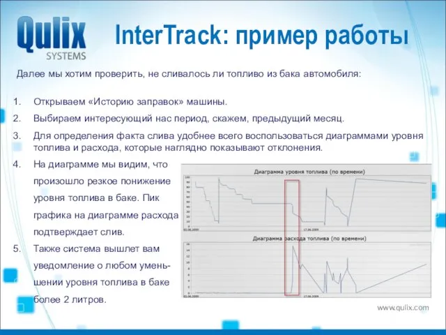 InterTrack: пример работы Далее мы хотим проверить, не сливалось ли топливо из