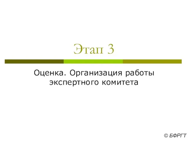 Этап 3 Оценка. Организация работы экспертного комитета