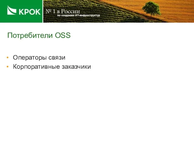 Потребители OSS Операторы связи Корпоративные заказчики