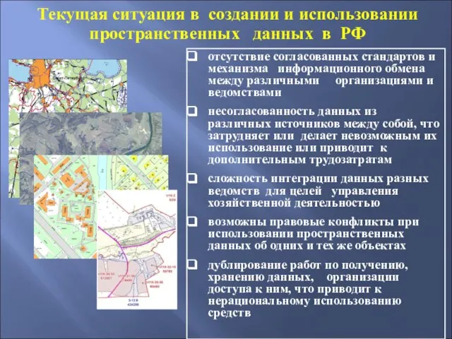 Текущая ситуация в создании и использовании пространственных данных в РФ отсутствие согласованных