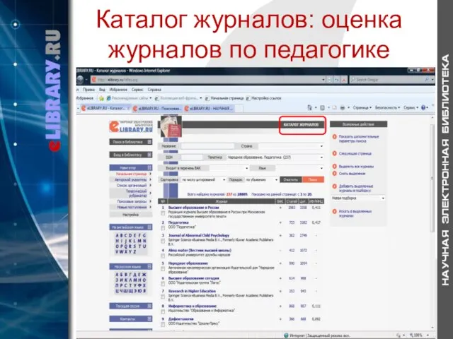 Каталог журналов: оценка журналов по педагогике