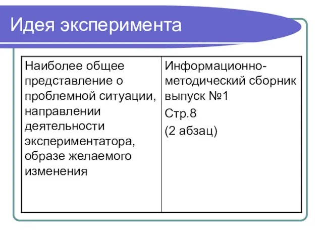 Идея эксперимента