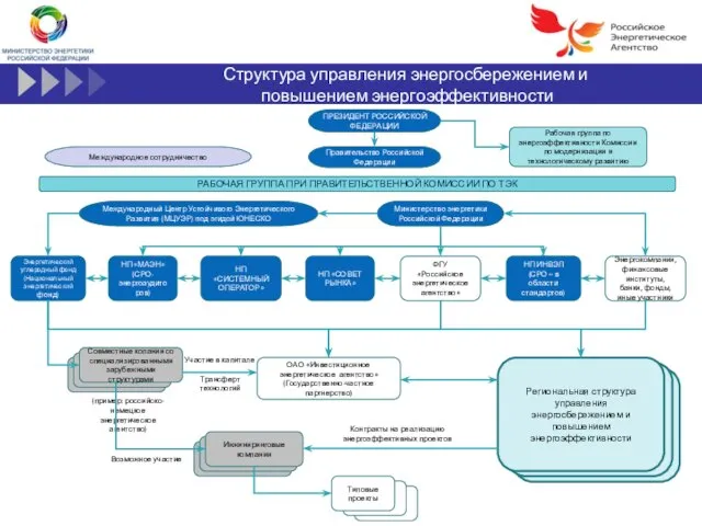 Структура управления энергосбережением и повышением энергоэффективности ФГУ «РОССИЙСКОЕ ЭНЕРГЕТИЧЕСКОЕ АГЕНТСТВО» МИНЭНЕРГО РОССИИ