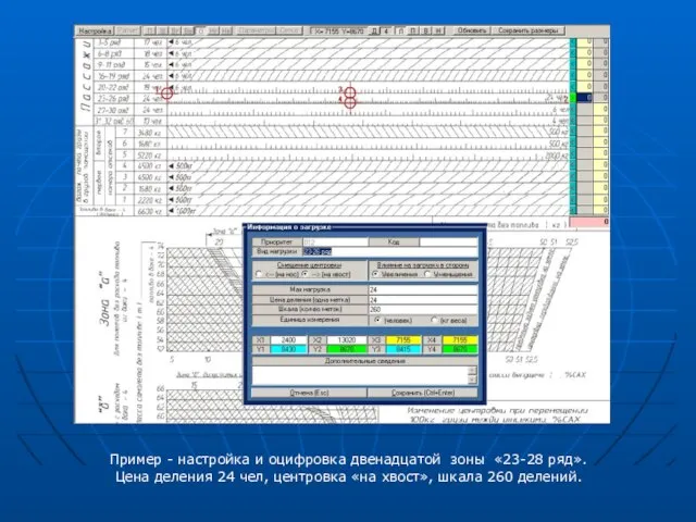 Пример - настройка и оцифровка двенадцатой зоны «23-28 ряд». Цена деления 24