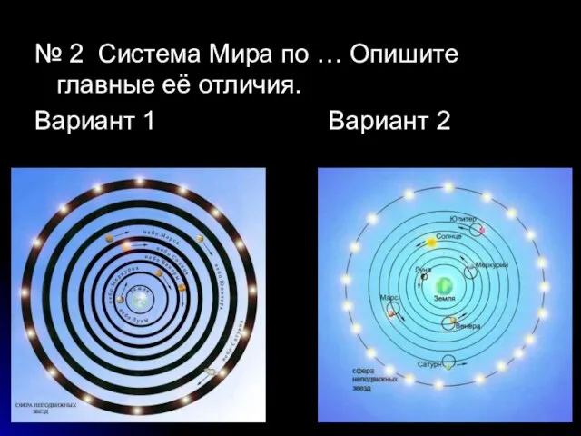 № 2 Система Мира по … Опишите главные её отличия. Вариант 1 Вариант 2