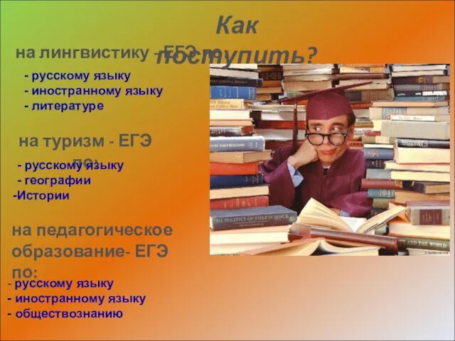 на лингвистику - ЕГЭ по: на туризм - ЕГЭ по: Как поступить?