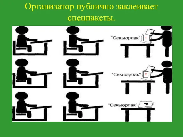 Организатор публично заклеивает спецпакеты. 2 1